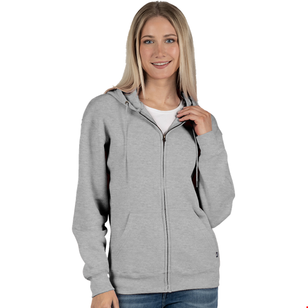 ADULT FLEECE ZIP FRONT HOODIE  -  HEATHER GREY 2 EXTRA LARGE SOLID