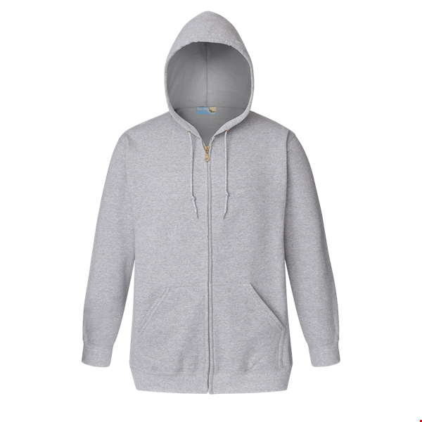 ADULT FLEECE ZIP FRONT HOODIE  -  HEATHER GREY 2 EXTRA LARGE SOLID