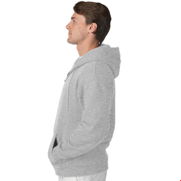 ADULT FLEECE ZIP FRONT HOODIE  -  HEATHER GREY 2 EXTRA LARGE SOLID