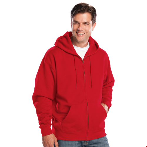 ADULT FLEECE ZIP FRONT HOODIE  -  RED 2 EXTRA LARGE SOLID