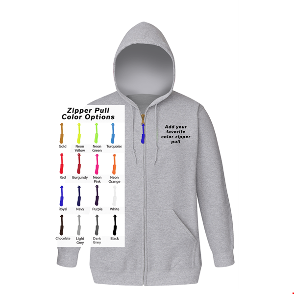 CUSTOM ZIPPER PULL ZIP FRONT HOODIE HEATHER GREY 2 EXTRA LARGE SOLID