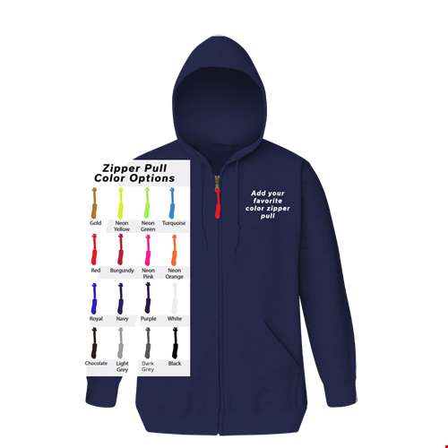 CUSTOM ZIPPER PULL ZIP FRONT HOODIE NAVY 2 EXTRA LARGE SOLID