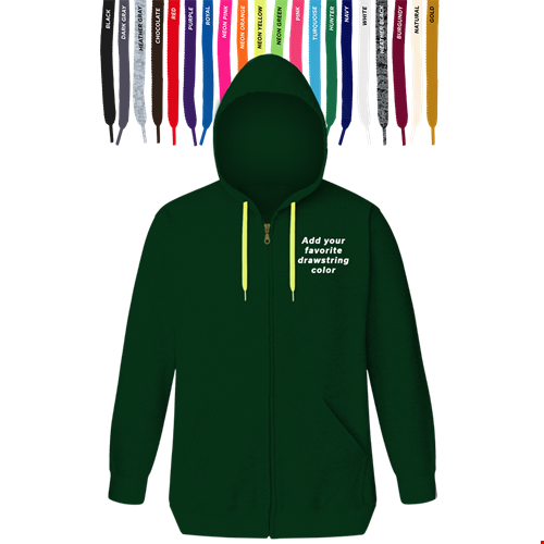 CUSTOM DRAWSTRING ZIP-UP HOODIE HUNTER 2 EXTRA LARGE SOLID