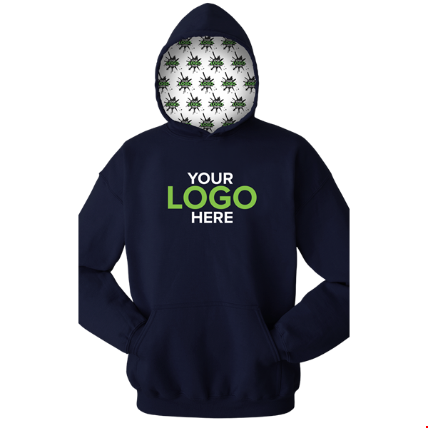 YOUR LOGO HERE ADULT FLEECE PULL OVER HOODIE NAVY 2 EXTRA LARGE SOLID