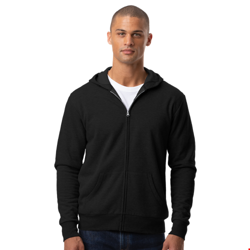 ADULT FLEECE ZIP FRONT HOODIE BLACK 2 EXTRA LARGE SOLID