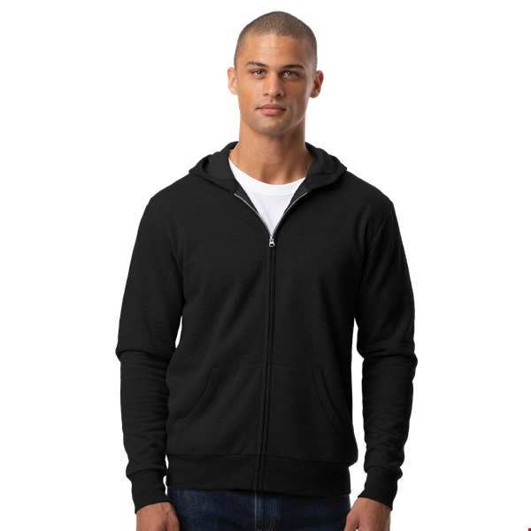 ADULT FLEECE ZIP FRONT HOODIE BLACK 2 EXTRA LARGE SOLID