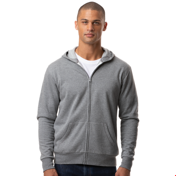 ADULT FLEECE ZIP FRONT HOODIE DARK HEATHER GREY 2 EXTRA LARGE SOLID