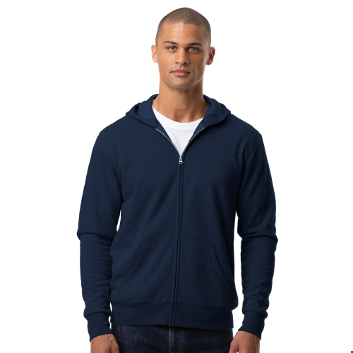 ADULT FLEECE ZIP FRONT HOODIE NAVY 2 EXTRA LARGE SOLID