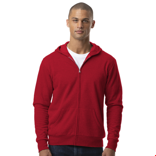 ADULT FLEECE ZIP FRONT HOODIE RED 2 EXTRA LARGE SOLID