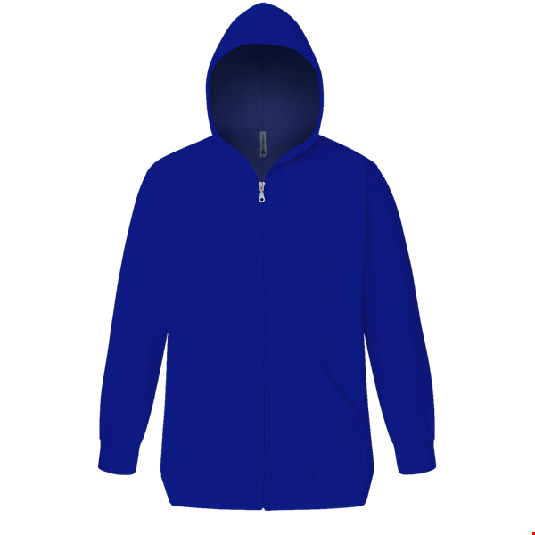ADULT FLEECE ZIP FRONT HOODIE ROYAL EXTRA LARGE SOLID