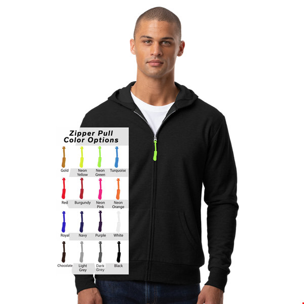 CUSTOM ZIPPER PULL ESSEX ZIP FRONT HOODIE BLACK 2 EXTRA LARGE SOLID