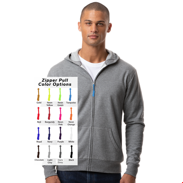 CUSTOM ZIPPER PULL ESSEX ZIP FRONT HOODIE DARK HEATHER GREY 2 EXTRA LARGE SOLID