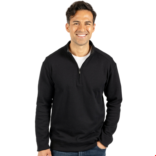 1/4 ZIP WESTPORT PULL OVER ESSENTIAL FLEECE BLACK 2 EXTRA LARGE SOLID