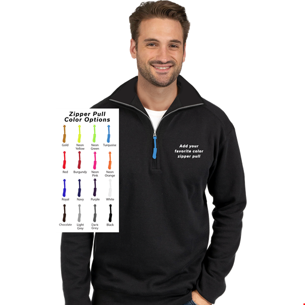 CUSTOM ZIPPER PULL 1/4 ZIP PULLOVER BLACK 2 EXTRA LARGE SOLID