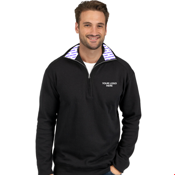 YOUR LOGO HERE 1/4 ZIP ESSENTIAL PULL OVER ESSENTIAL FLEECE BLACK 2 EXTRA LARGE SOLID