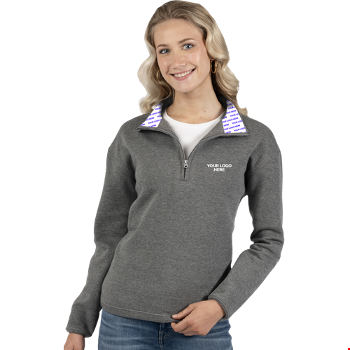 YOUR LOGO HERE 1/4 ZIP ESSENTIAL PULL OVER ESSENTIAL FLEECE DARK HEATHER GREY 2 EXTRA LARGE SOLID