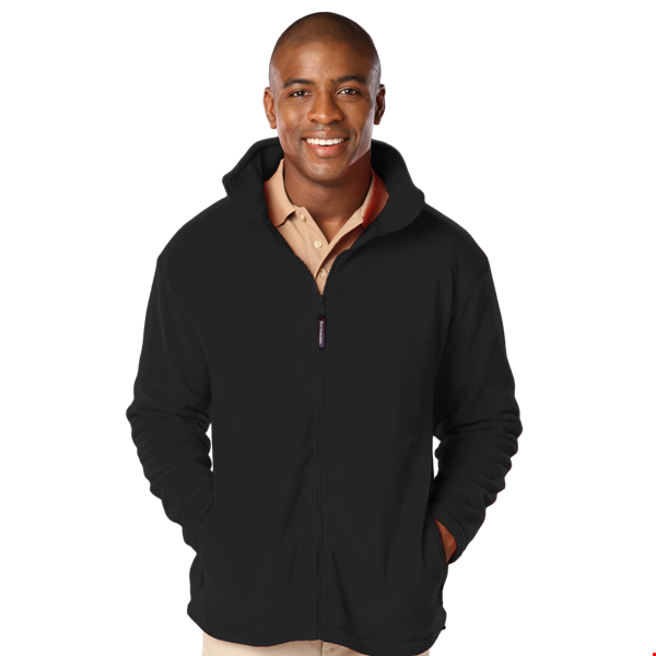 MENS POLAR FLEECE JACKET  -  BLACK 2 EXTRA LARGE SOLID