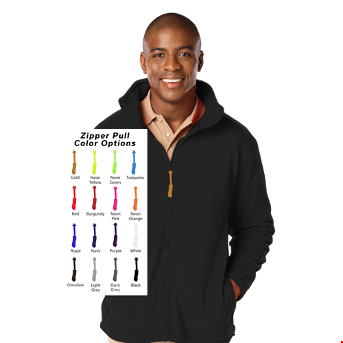 CUSTOM ZIPPER PULL POLAR FLEECE JACKET BLACK 2 EXTRA LARGE SOLID