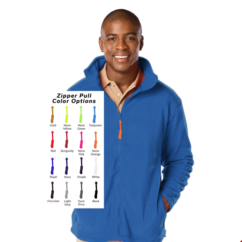 CUSTOM ZIPPER PULL POLAR FLEECE JACKET BLUE 2 EXTRA LARGE SOLID