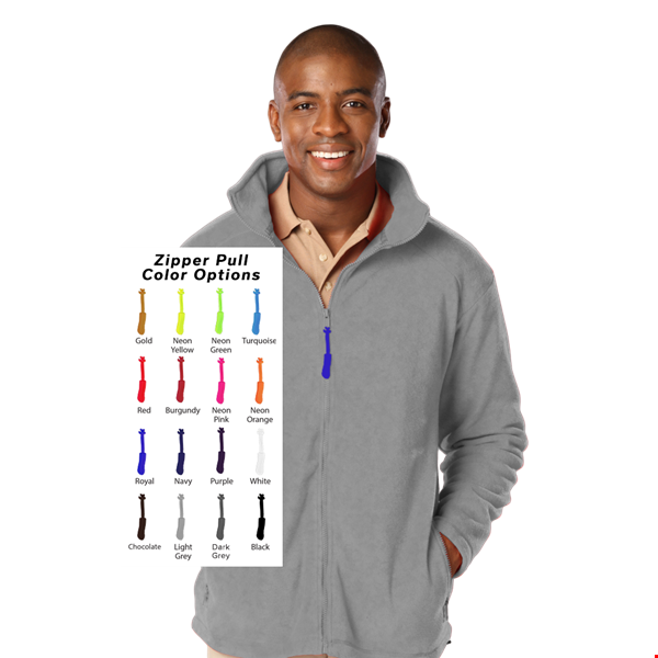 CUSTOM ZIPPER PULL POLAR FLEECE JACKET GREY 2 EXTRA LARGE SOLID