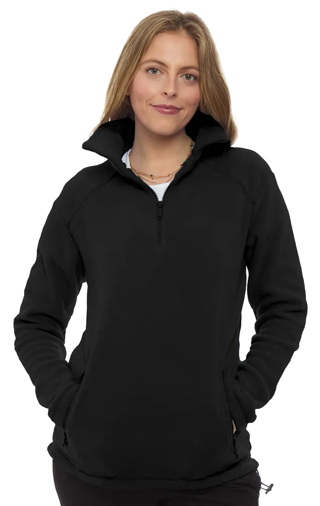 ADULT POLAR FLEECE L/S 1/2 ZIP PULLOVER  -  BLACK 2 EXTRA LARGE SOLID