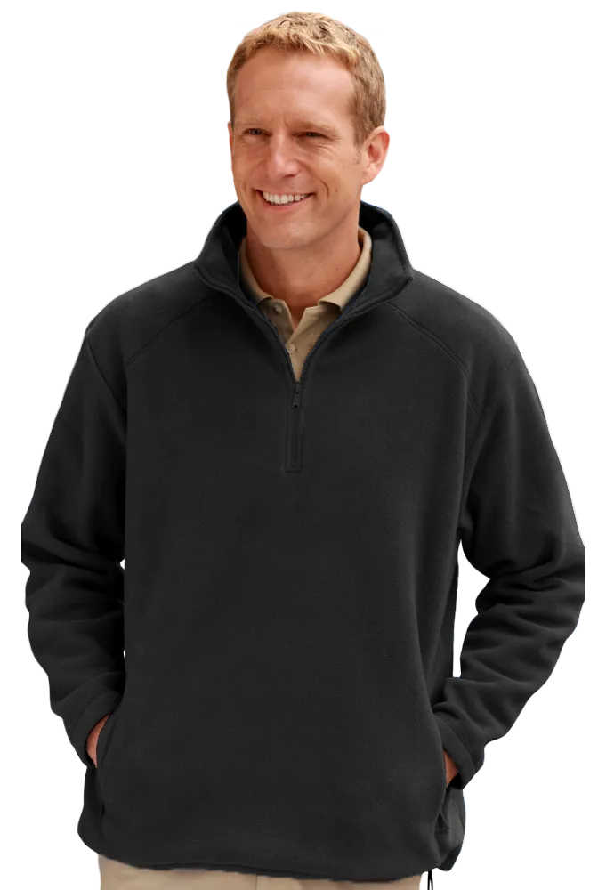 ADULT POLAR FLEECE L/S 1/2 ZIP PULLOVER  -  BLACK 2 EXTRA LARGE SOLID