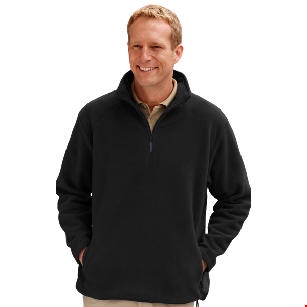 ADULT POLAR FLEECE L/S 1/2 ZIP PULLOVER  -  BLACK 2 EXTRA LARGE SOLID