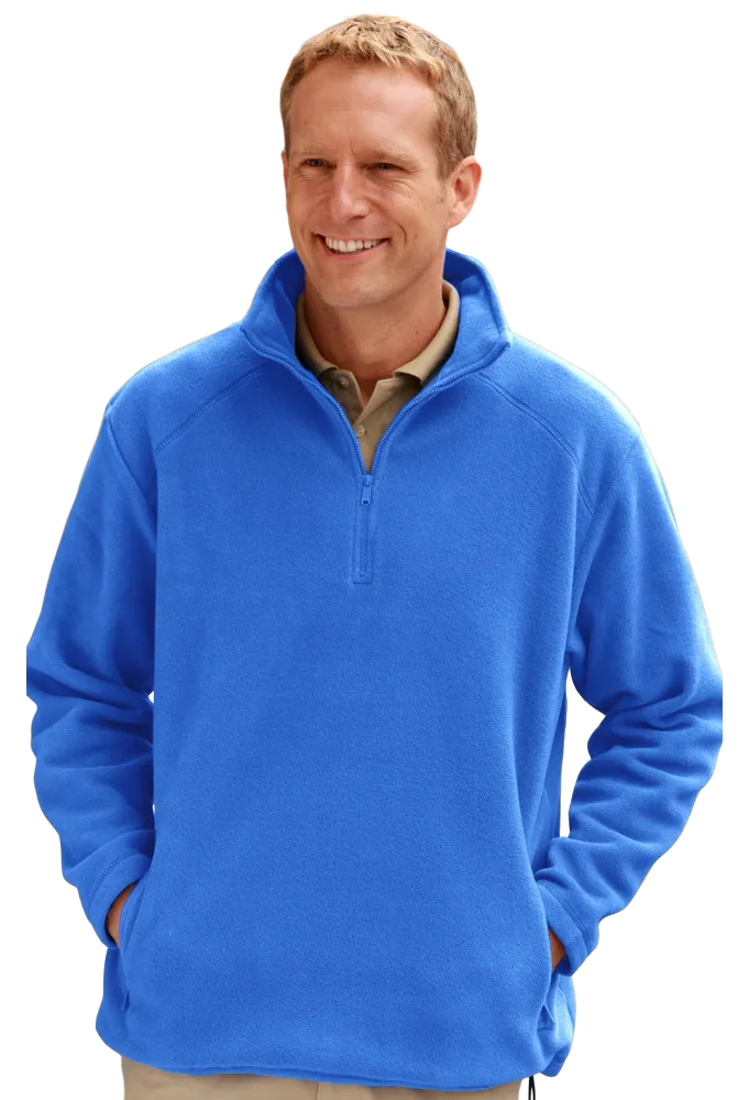 ADULT POLAR FLEECE L/S  1/2 ZIP PULLOVER  -  BLUE 2 EXTRA LARGE SOLID