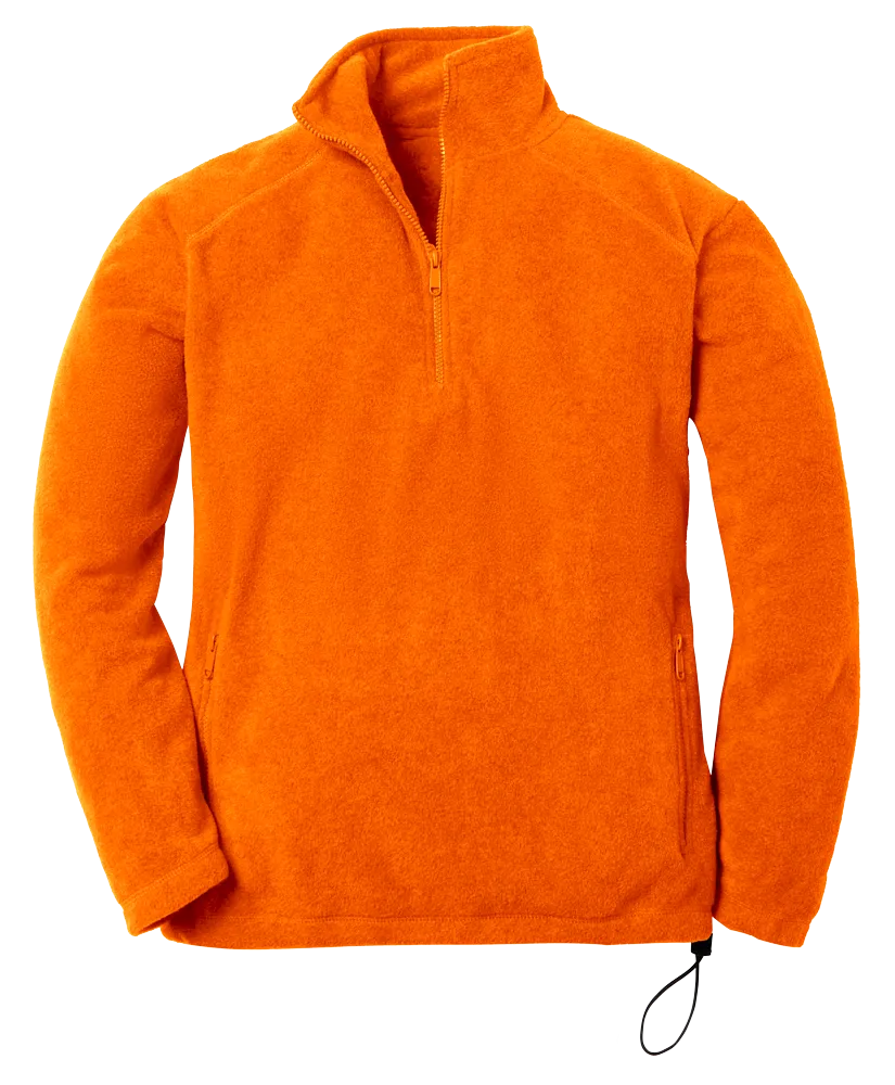 ADULT POLAR FLEECE L/S 1/2 ZIP PULLOVER -  ORANGE 2 EXTRA LARGE SOLID