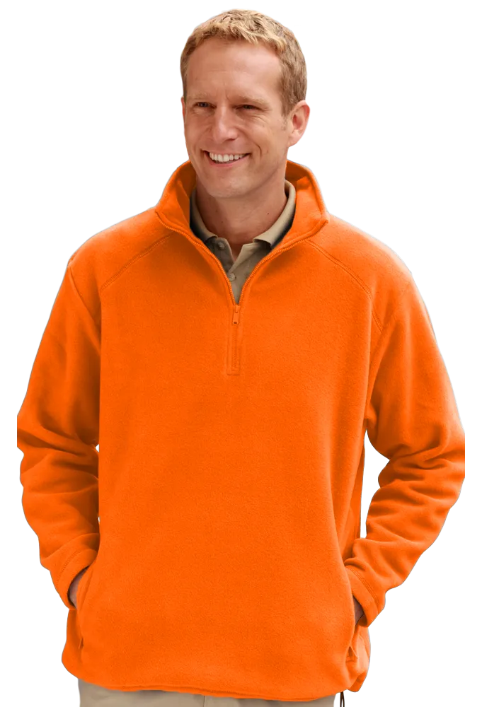 ADULT POLAR FLEECE L/S 1/2 ZIP PULLOVER -  ORANGE 2 EXTRA LARGE SOLID