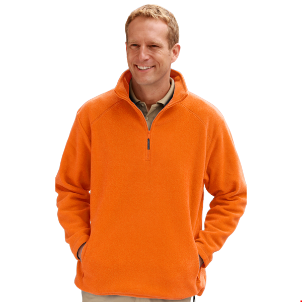 ADULT POLAR FLEECE L/S 1/2 ZIP PULLOVER -  ORANGE 2 EXTRA LARGE SOLID