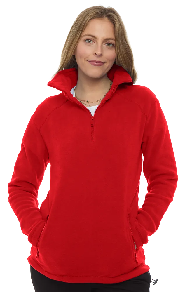 ADULT POLAR FLEECE L/S 1/2 ZIP PULLOVER -  RED 2 EXTRA LARGE SOLID