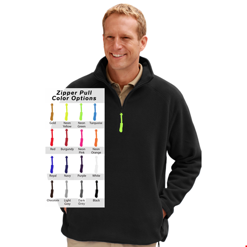 CUSTOM ZIPPER PULL POLAR FLEECE  L/S 1/2 ZIP PULLOVER BLACK 2 EXTRA LARGE SOLID