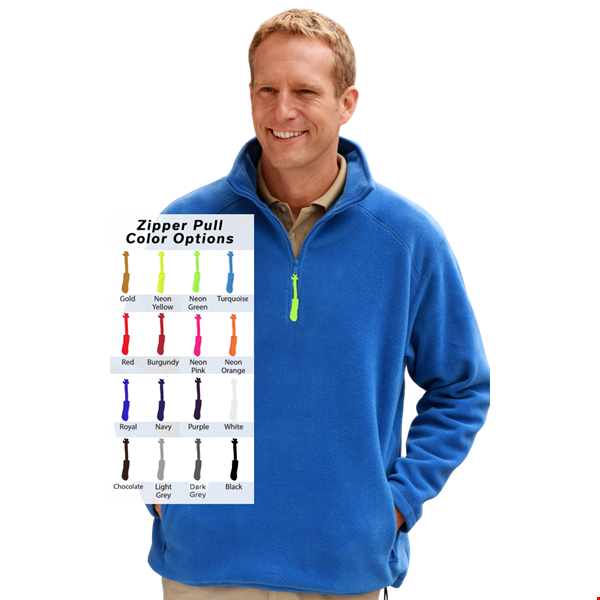 CUSTOM ZIPPER PULL POLAR FLEECE  L/S 1/2 ZIP PULLOVER BLUE 2 EXTRA LARGE SOLID