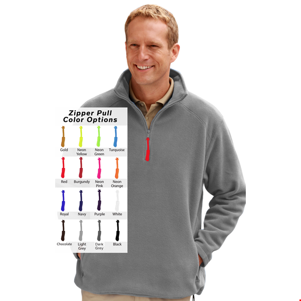 CUSTOM ZIPPER PULL POLAR FLEECE  L/S 1/2 ZIP PULLOVER GREY 2 EXTRA LARGE SOLID