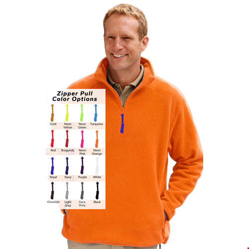 CUSTOM ZIPPER PULL POLAR FLEECE  L/S 1/2 ZIP PULLOVER ORANGE 2 EXTRA LARGE SOLID