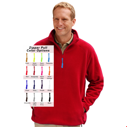 CUSTOM ZIPPER PULL POLAR FLEECE  L/S 1/2 ZIP PULLOVER RED 2 EXTRA LARGE SOLID