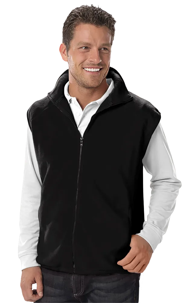 ADULT POLAR FLEECE SLEEVELESS VEST  -  BLACK 2 EXTRA LARGE SOLID