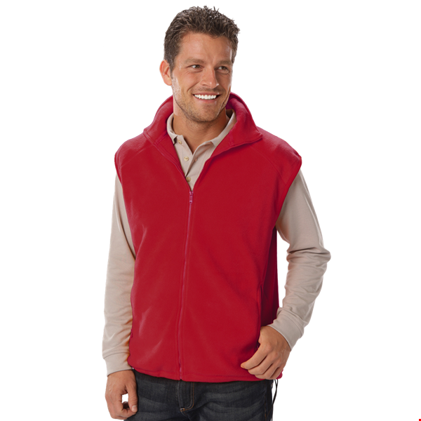 ADULT POLAR FLEECE SLEEVELESS VEST  -  RED 2 EXTRA LARGE SOLID