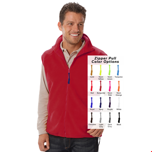 CUSTOM ZIPPER PULL VEST RED 2 EXTRA LARGE SOLID