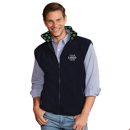 YOUR LOGO HERE ADULT POLAR FLEECE SLEEVELESS VEST NAVY 2 EXTRA LARGE SOLID