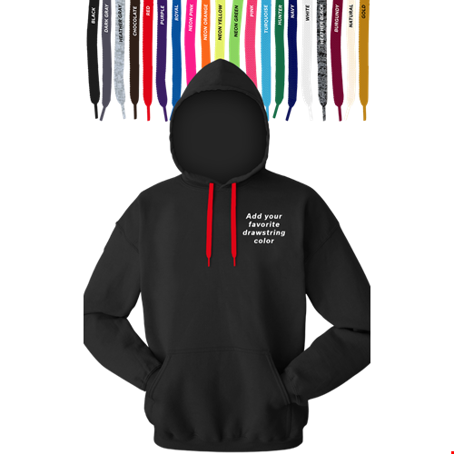 CUSTOM DRAWSTRING PULLOVER HOODIE BLACK 2 EXTRA LARGE SOLID