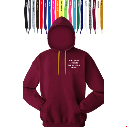 CUSTOM DRAWSTRING PULLOVER HOODIE BURGUNDY 2 EXTRA LARGE SOLID