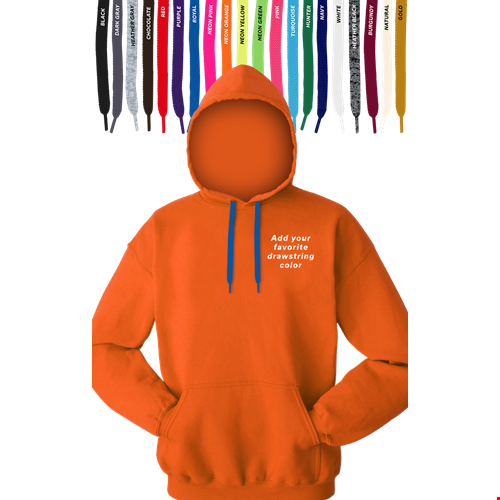 CUSTOM DRAWSTRING PULLOVER HOODIE ORANGE 2 EXTRA LARGE SOLID