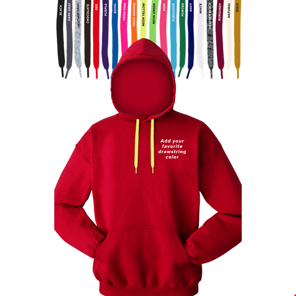 CUSTOM DRAWSTRING PULLOVER HOODIE RED 2 EXTRA LARGE SOLID